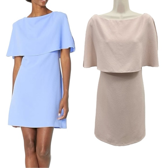 Adrianna Papell Crepe Capelet Mini Dress in Blush Size 8 - Picture 1 of 9